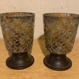 Mosaic pair candle holders